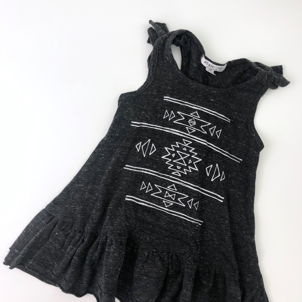 Joah Love Toddler Grey Tribal Print Ruffle Dress
